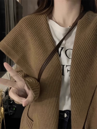 Лонгслив, осенний свитер, длинный кардиган, свободный крой, средней длины