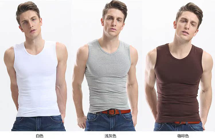 Áo vest rộng vai nam mùa hè cotton lycra thun co giãn không tay áo thun cổ chữ V thể thao thể thao áo 3 lỗ nam rộng nách