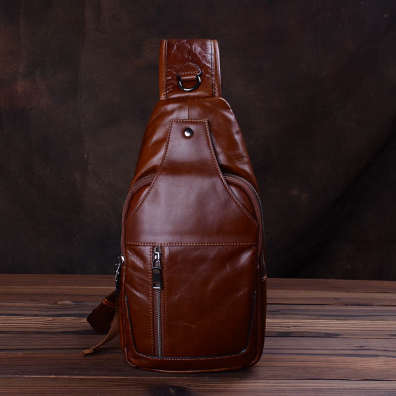 Men's bags handmade leather messenger bag first layer cowhide retro chest bag men's leather soft leather large capacity casual bag