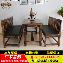  Xirui carbonized solid wood table and chair Balcony bar courtyard leisure table and chair Sofa deck combination kit