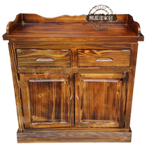  Dining table Hotel antique carbonized wood tea cabinet two or three-door dining side cabinet Restaurant box hall workbench cupboard