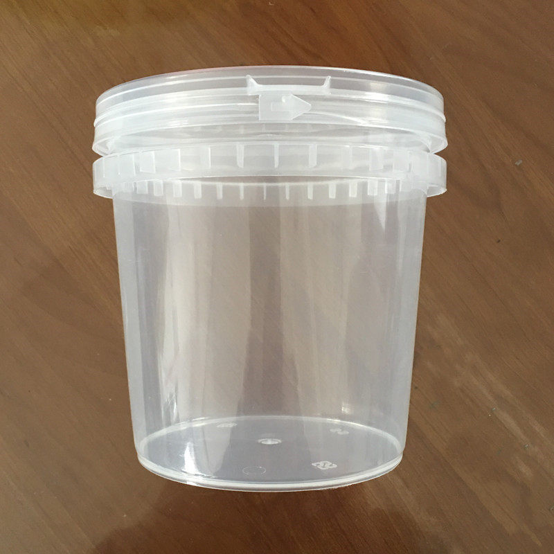1L plastic barrel food grade with lid transparent barrel small bucket jam easy to pull sealed barrel packing barrel 1 liter KG kg