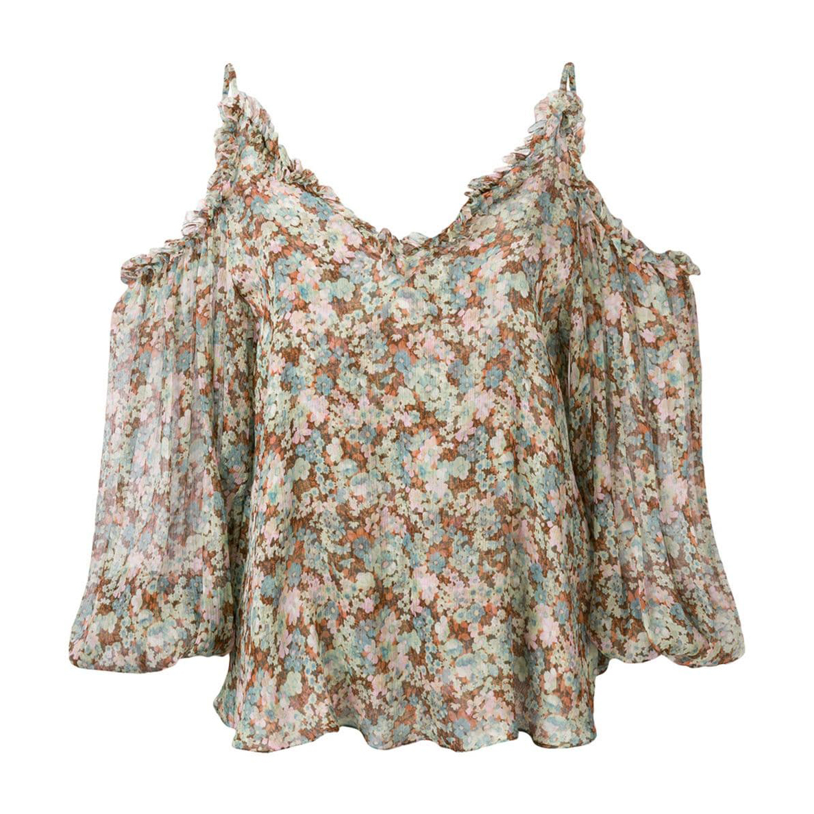 Spot discount US STELLA MCCARTNEY silk print off-shoulder top catwalk