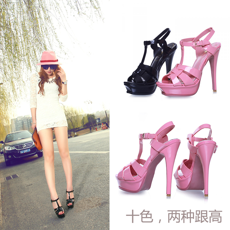 2025 Summer High Heels Stiletto Waterproof Platform Thick-Soled Peep-Toe Roman Sandals 14cm Sexy Runway Nightclub Women's Shoes