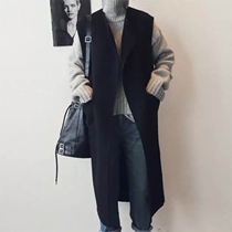 2021 autumn and winter New woolen vest female winter Korean version of long slim Harajuku wild tide cashmere waistcoat