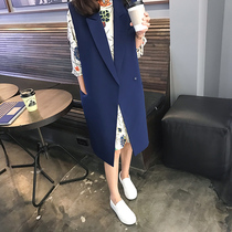 2022 Korean version of the new medium long section Machia womens spring autumn easy and thin section lengthened suit waistcoat big code vest jacket