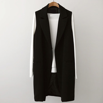 2021 Spring and Autumn new vest female long Korean black slim vest one button horse clip Tang Jing the same model