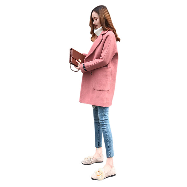 Anti-season clearance 2022 autumn and winter coat women's mid-length small woolen coat loose slim woolen coat