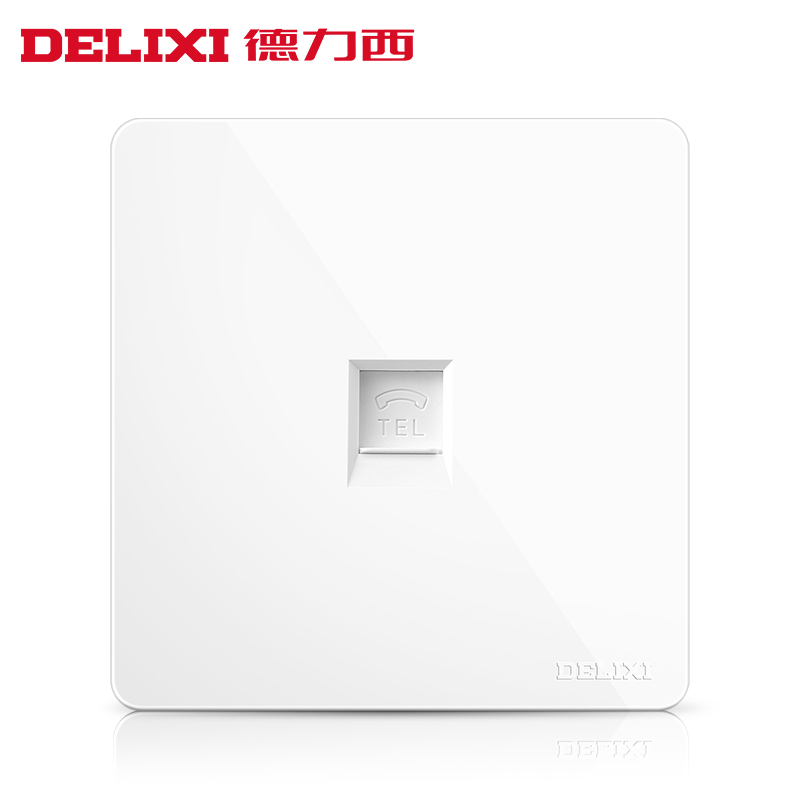 Delixi switch socket fashion white flat large board telephone socket type 86 home switch socket wall panel