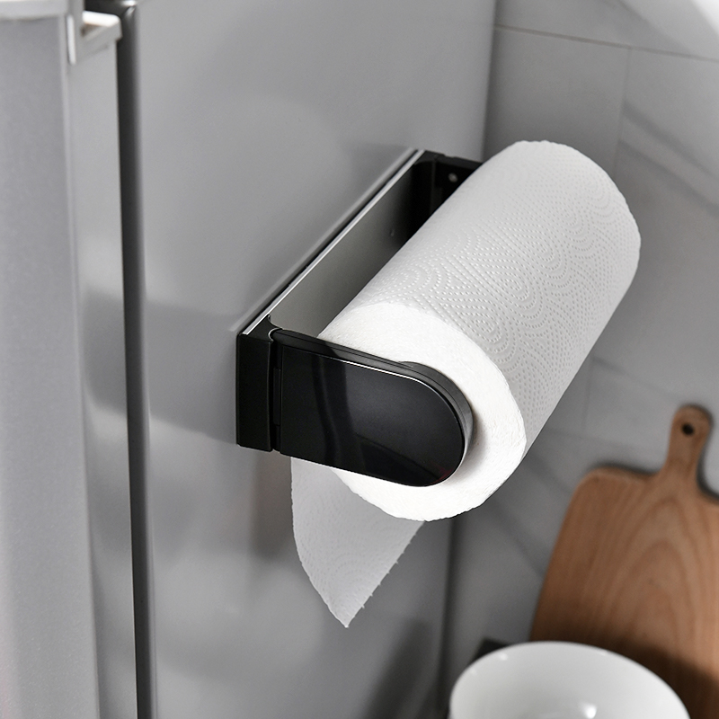 Kitchen Paper Towel Rack Wall-mounted Fridge Magnetic Suction Drum Toilet Paper Shelf Side Shelf Free of stiletto lazy people Rag Tissue rack