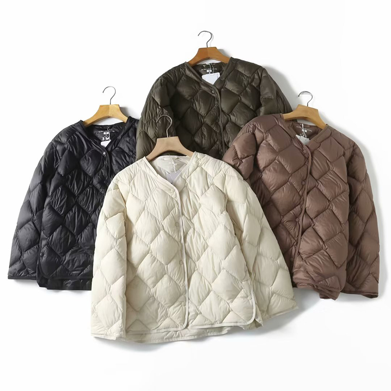 Japanese Style Autumn and Winter Jacket V-Neck Casual Short Lightweight down Jacket for Women/463073
