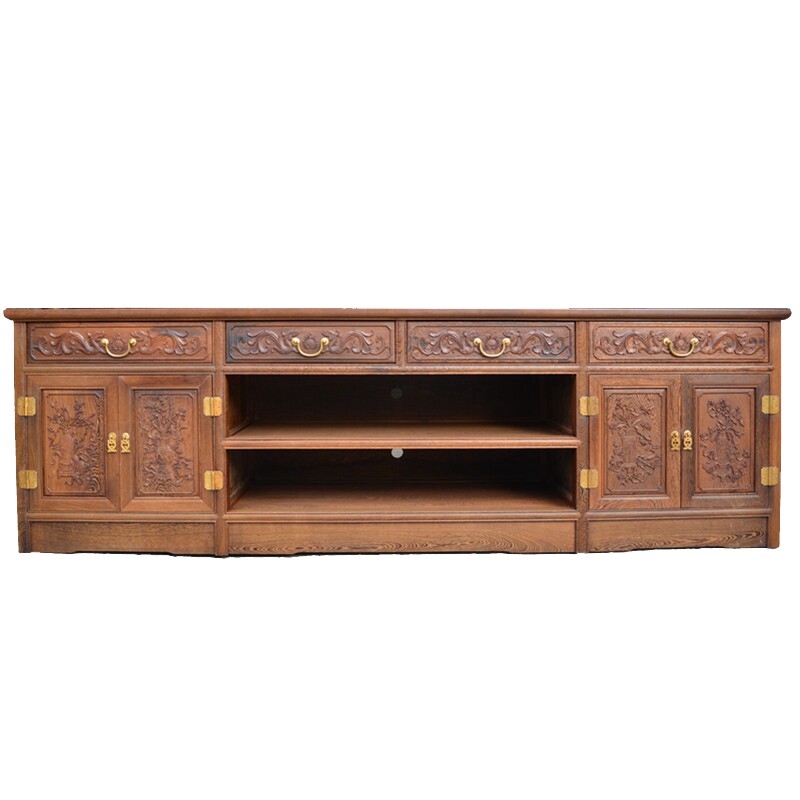 Mahogany furniture chicken wing wood TV cabinet Chinese style solid wood antique LCD TV cabinet combination simple retro neo-classical