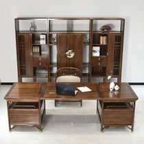 New Chinese solid wood desk modern light luxury Zen big class boss President table Wujin wood furniture can be customized