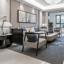 New Chinese solid wood sofa minimalist modern living room indoor fabric sofa combination Zen ash furniture customization