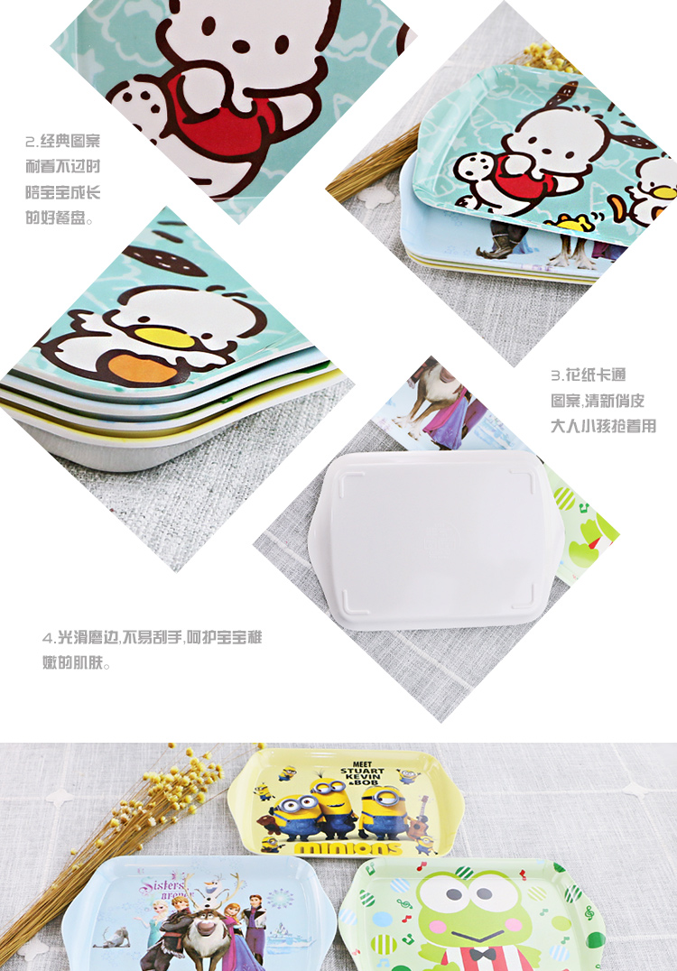 Nhật Bản sáng tạo phim hoạt hình dễ thương melamine bộ đồ ăn melamine món ăn nhỏ món ăn lạnh đĩa trái cây xương đĩa khay nhỏ khay đồ ăn nhẹ - Đồ ăn tối bộ bát đĩa đầy đủ