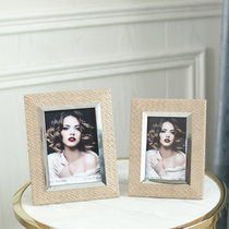 Creativity Modern Light Luxury board Wedding Dress Alloy Leather Photo Frame Swing Table 6 Inch 7 Inch Sales Floor Decorations Hem