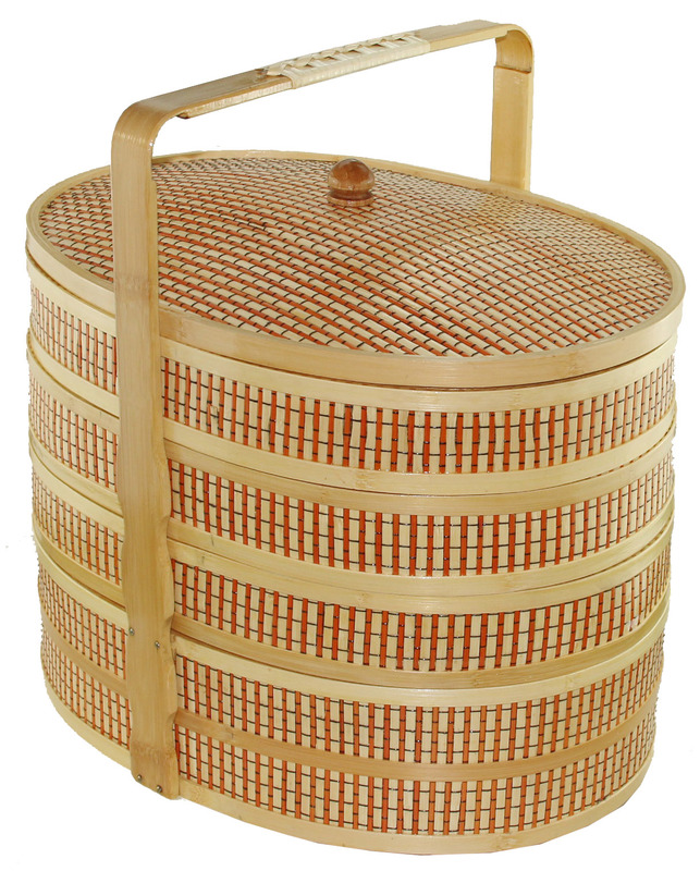 Bamboo Woven Food Delivery Basket, Four-Layer Takeaway Basket, Gift Basket, Wedding Basket, Hotel Dining Delivery Box, Gift Basket