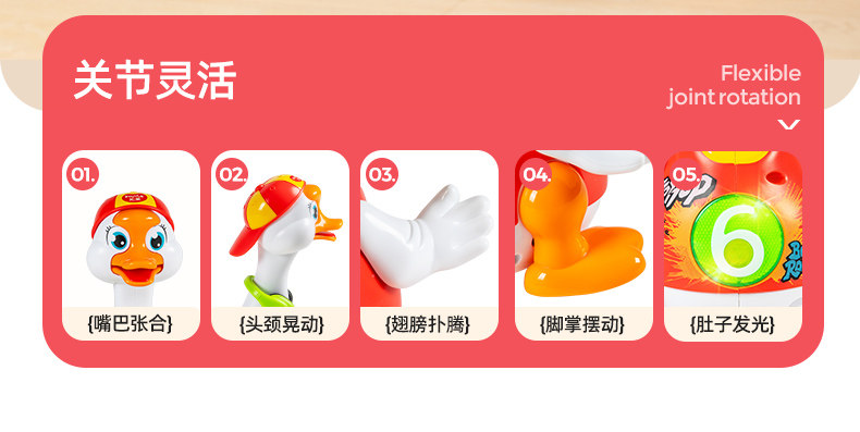 【中国直邮】 汇乐 摇摆鹅 婴儿儿童玩具0一1岁宝宝练习抬头训练神器跳舞鸭子 红色充电款*1