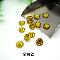 Round golden yellow small round bare stone jewelry ring micro-inlay main stone yellow diamond gemstone zircon bare Diamond diy