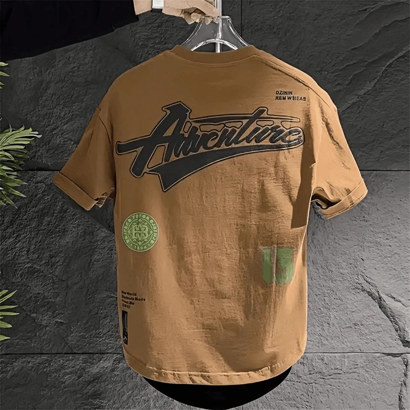 Foreign Trade Clearance~ Withdrawn Items, Bargain Hong Kong Style Letter Round Neck Top, Summer Heavyweight Pure Cotton Unisex Versatile Short-Sleeve T-Shirt