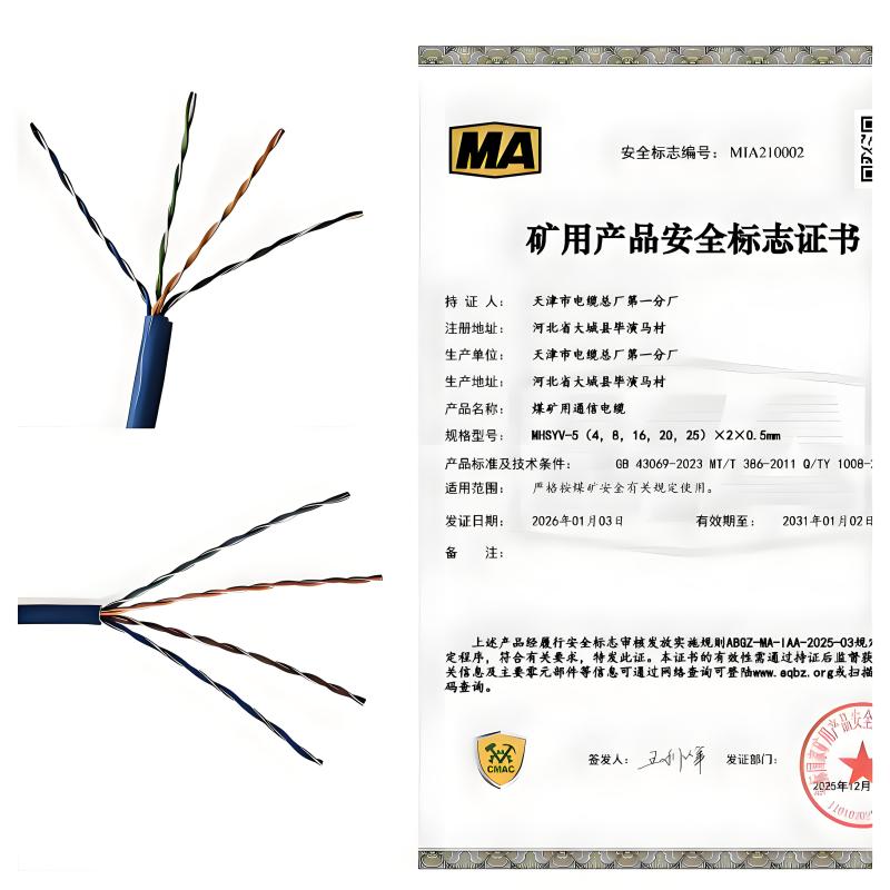 Flame-Retardant Network Cable for Coal Mines Mhsyv-5, Explosion-Proof Network Cable Mhyv, Mining Network Cable 4*2*0.5, Ma Certified National Standard Flame-Retardant Network Cable for Coal Mines Mhsyv-5, Explosion-Proof Network Cable Mhyv, Mining Network Cable 4*2*0.5, Ma Certified National Standard