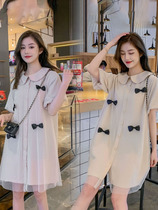 Radiation-proof maternity wear summer bellyband for work and outer wear slimming small mid-length fake two-piece dress