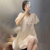 Radiation-proof maternity wear summer bellyband for work fashionable large size loose fairy dress for small people