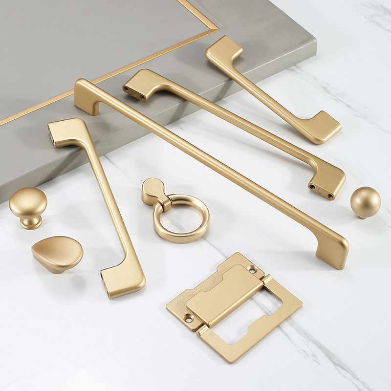 Light luxury golden handle cabinet door modern minimalist overall cabinet door handle drawer handle single hole furniture hardware strip