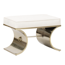 Luxury stainless steel shoe stool small leather stool modern simple creative sofa stool pedal dressing stool custom furniture