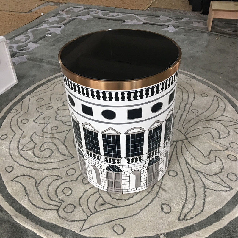 Personality minimal stainless steel edge of solid wood building stainless stainless design furniture creative metal angle several glass custom