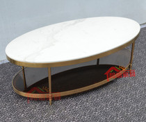  Elliptical design Coffee table Simple modern marble stainless steel creative hotel low table Round table Metal furniture customization