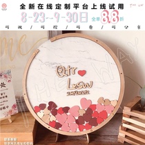 Wedding wedding love wood chips sign in solid wood photo frame flower signature roster creative personality round marble