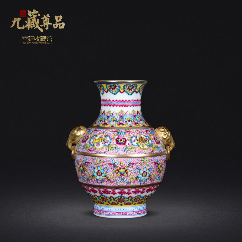 Jingdezhen ceramic vases, antique hand - made pastel lions ears sweet as cans Chinese style living room home decoration and furnishing articles