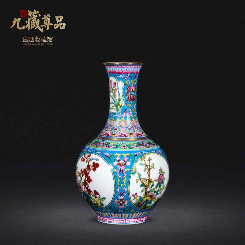 Jingdezhen ceramics antique hand - made colored enamel open window the green lotus flower design classic adornment furnishing articles
