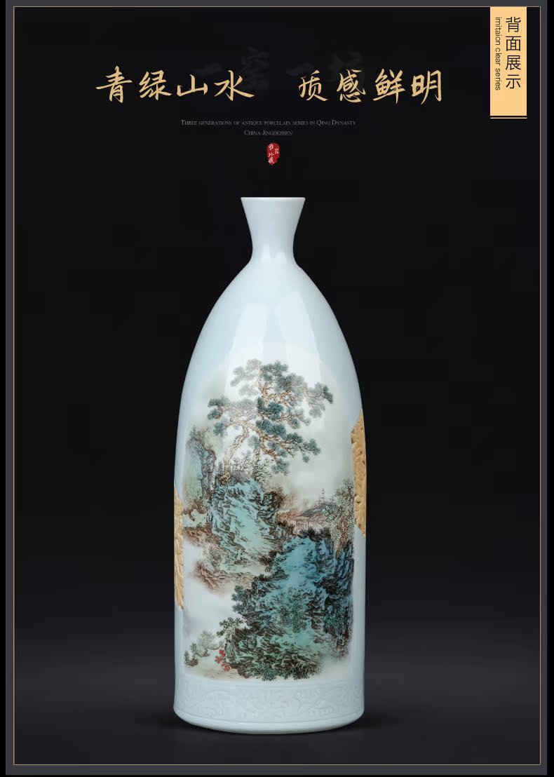 Hand pastel landscape master of jingdezhen ceramic vase sitting room porch study of new Chinese style tea table decoration furnishing articles