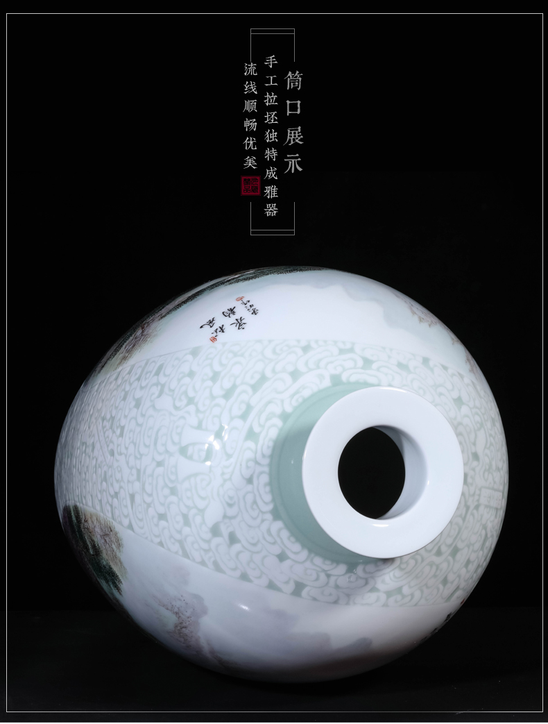 Jingdezhen ceramic new Chinese style pastel landscape carving vase dong - Ming li hand - made the sitting room porch TV ark, furnishing articles