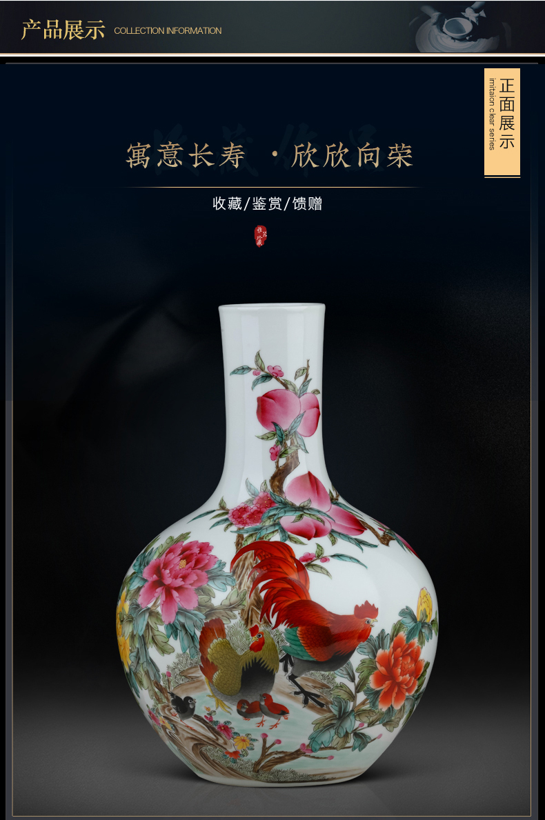 Jingdezhen ceramics famous hand - made family vase Chinese style living room TV ark, flower arranging porch is decorated furnishing articles