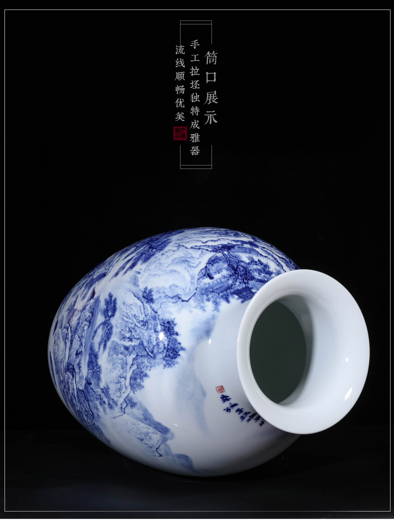 Dong - Ming li master hand - made scenery of blue and white porcelain vase Chinese jingdezhen ceramics sitting room porch TV ark, furnishing articles