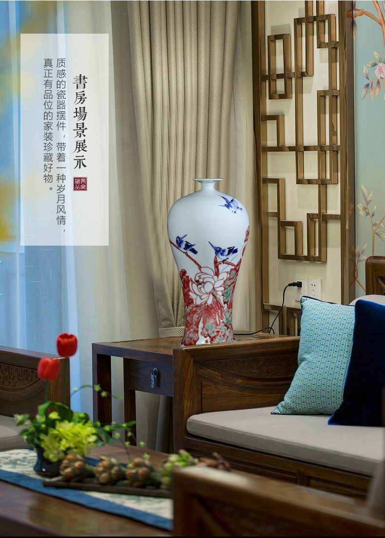 Jingdezhen blue and white youligong dong - Ming li hand - made ceramic vase Chinese style living room TV cabinet porch is decorated furnishing articles