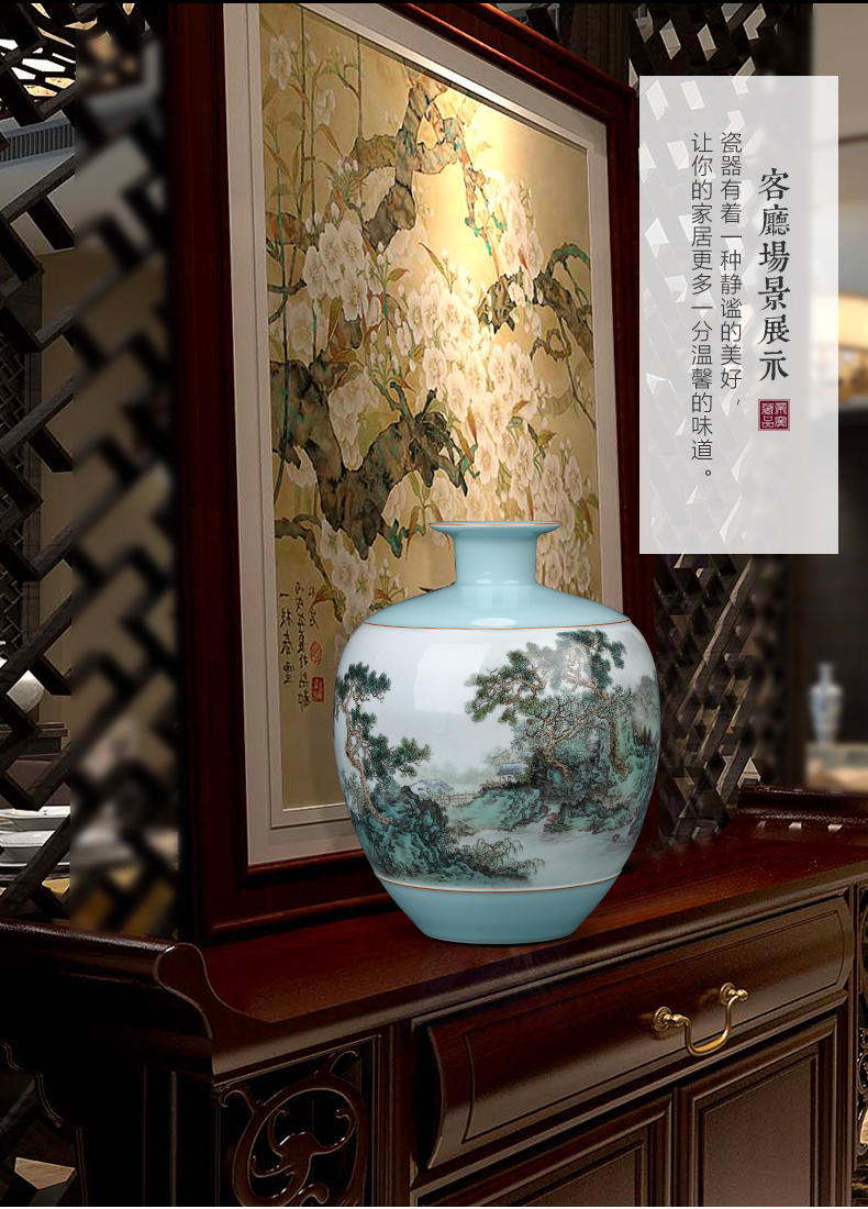 The Master of jingdezhen ceramic hand - made pastel landscape vase Chinese style living room TV ark, flower arranging porch is decorated furnishing articles