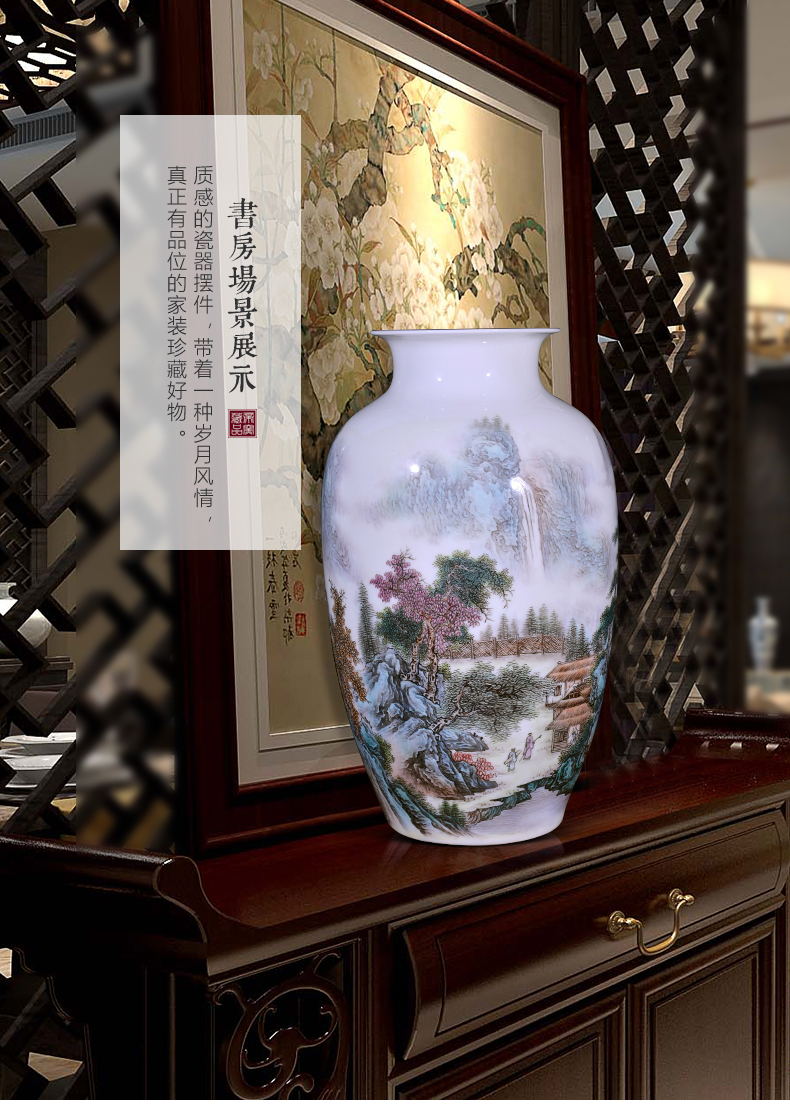 Jingdezhen ceramics Wang Guangtian hill singing spring goddess of mercy bottle Chinese style living room TV cabinet decorative furnishing articles arranging flowers