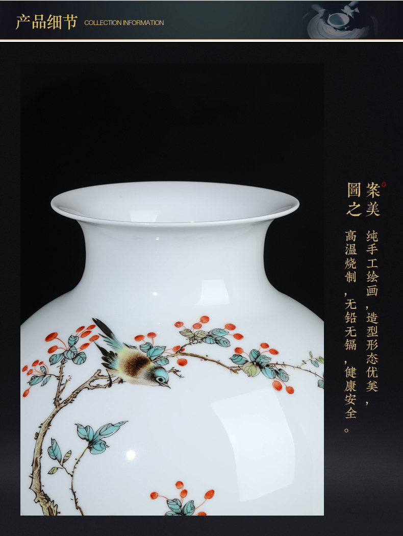 Jingdezhen ceramics famous hand - made enamel vase of new Chinese style living room TV ark, flower arranging porch is decorated furnishing articles