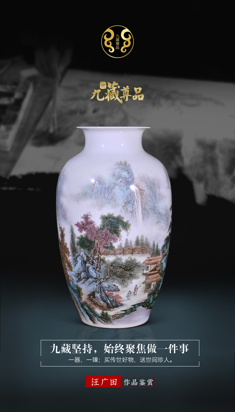 Jingdezhen ceramics Wang Guangtian hill singing spring goddess of mercy bottle Chinese style living room TV cabinet decorative furnishing articles arranging flowers