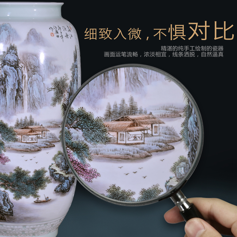 Jingdezhen ceramics Wang Guangtian hand - made chunjiang boat vase Chinese style living room TV cabinet decorative furnishing articles arranging flowers