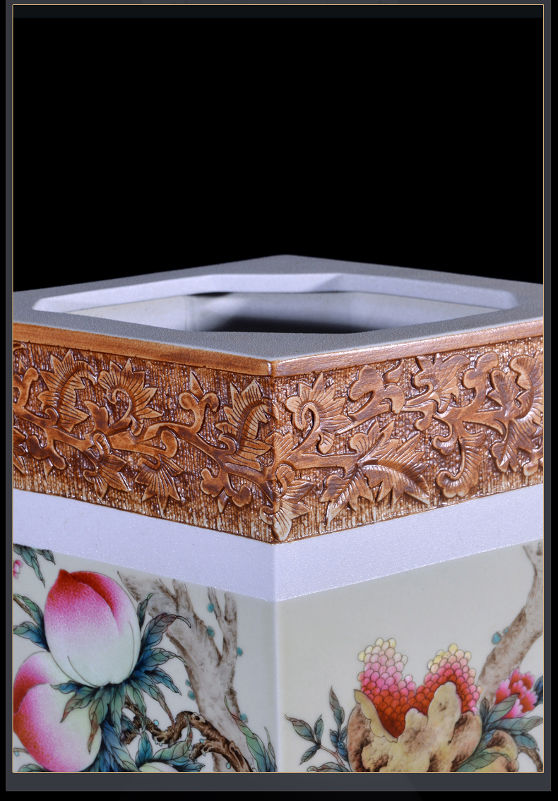 Jingdezhen ceramics engraving prosperous set the trap painting and calligraphy barrels of Chinese style living room TV cabinet decorative furnishing articles arranging flowers