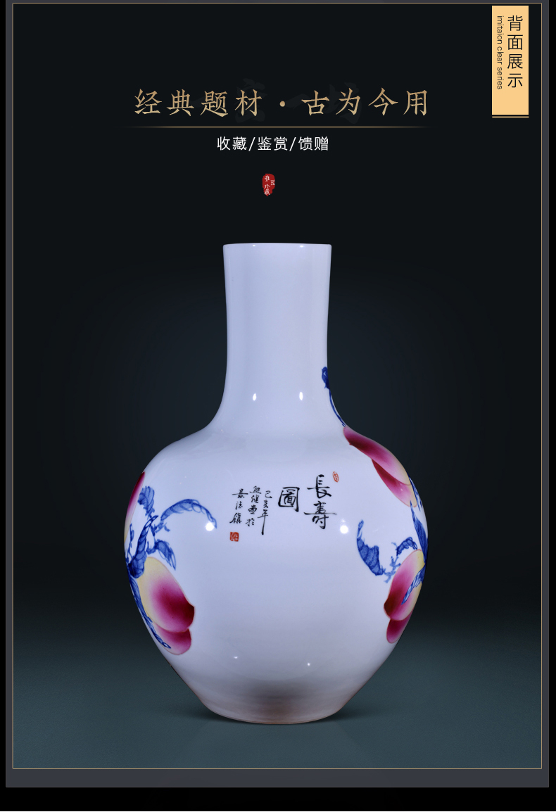 Jingdezhen blue and white youligong Xiong Jian hand - made ceramics vase Chinese style living room TV cabinet decorative furnishing articles arranging flowers