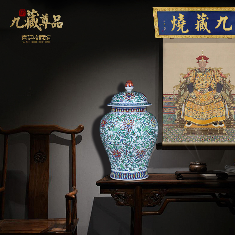 About Nine hid honour product antique hand - made vases colors branch lotus the general pot of jingdezhen ceramics high grade decorative furnishing articles