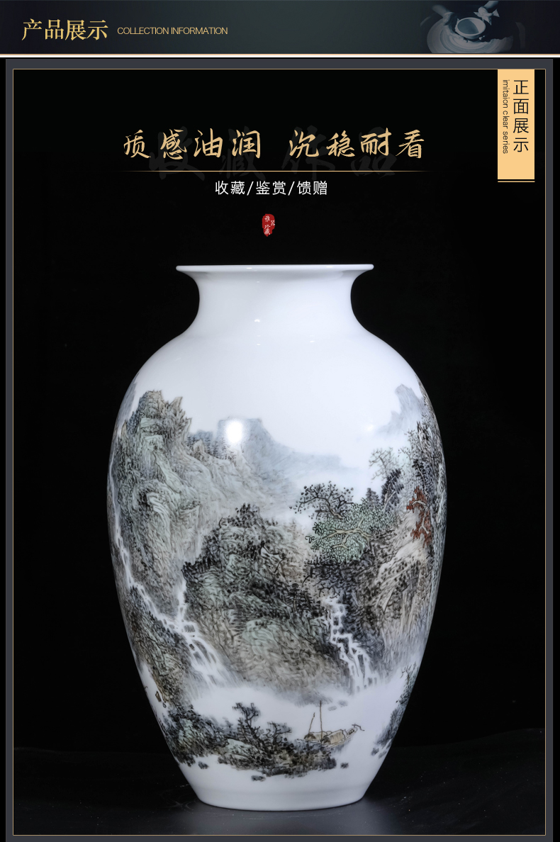 Dong - Ming li hand - made pastel landscape vase of jingdezhen ceramics Chinese style living room TV cabinet porch is decorated furnishing articles