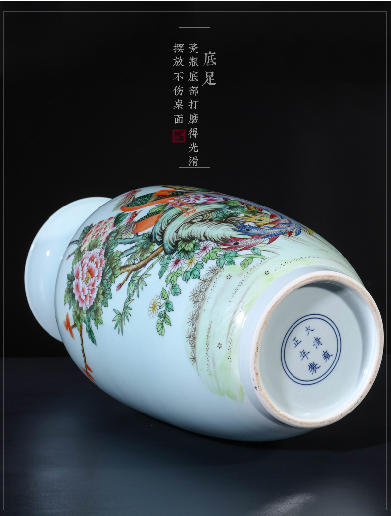 Jingdezhen ceramic antique hand - made pastel blue glaze vase Chinese style living room TV ark, flower arranging porch is decorated furnishing articles