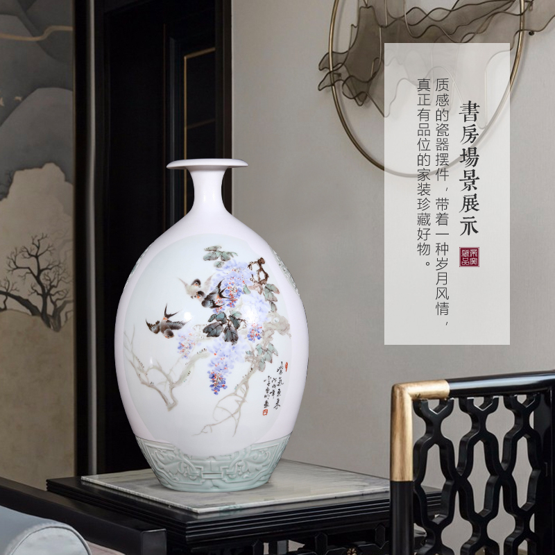 Jingdezhen ceramics dong - Ming li hand - made sabingga sukdun dergici jimbi vase Chinese style living room TV cabinet decorative furnishing articles arranging flowers